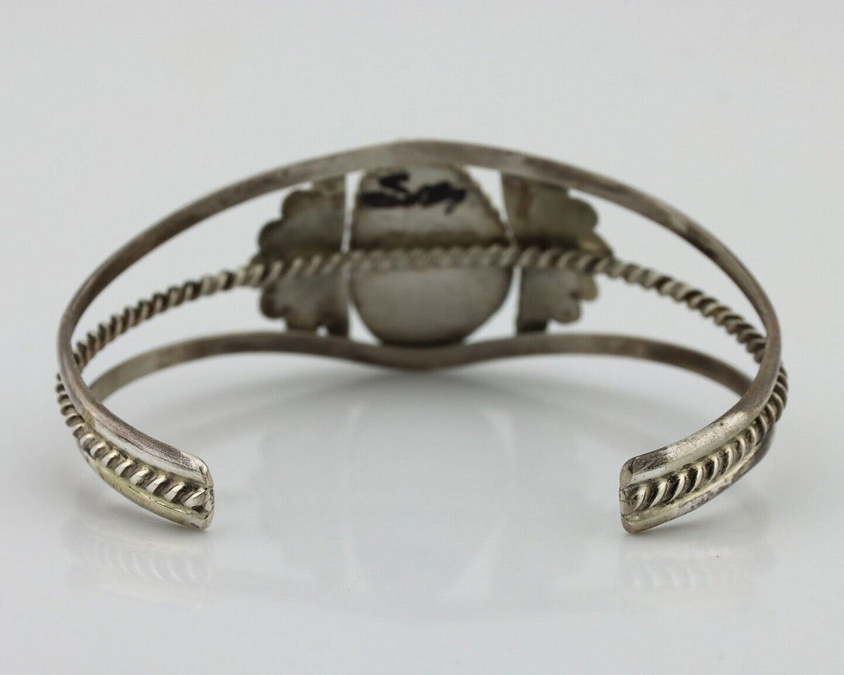 Navajo Bracelet 925 Silver Sleeping Beauty Turquoise Native American Artist C80s