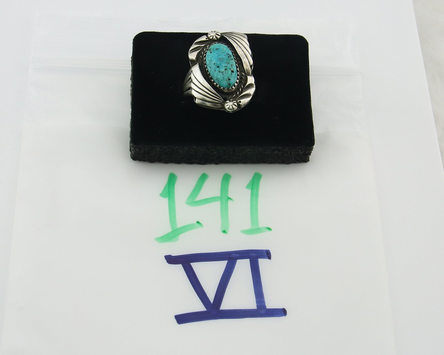 Traditional Navajo Ring Sterling Silver Authentic Turquoise Handmade Size 7.25