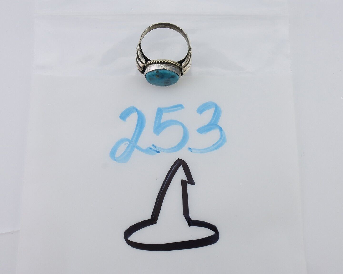Navajo Handmade Ring 925 Silver Blue Turquoise Native American Artist C.80's