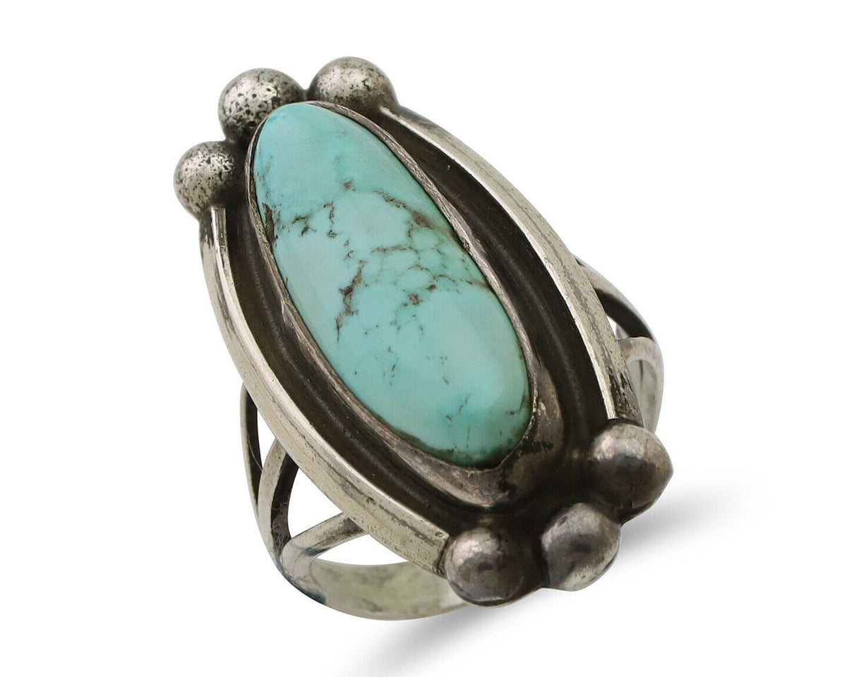 Navajo Turquoise Ring 925 Silver Native Artist Signed Sunrise Size 6.0 C.80's