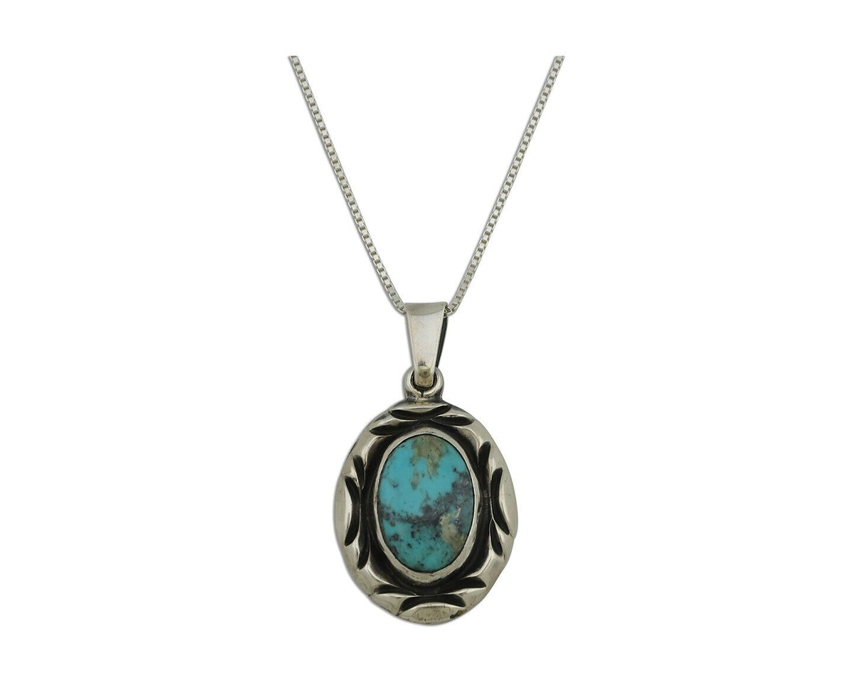 Navajo Necklace 925 Silver Kingman Turquoise Signed C Montoya C.80s