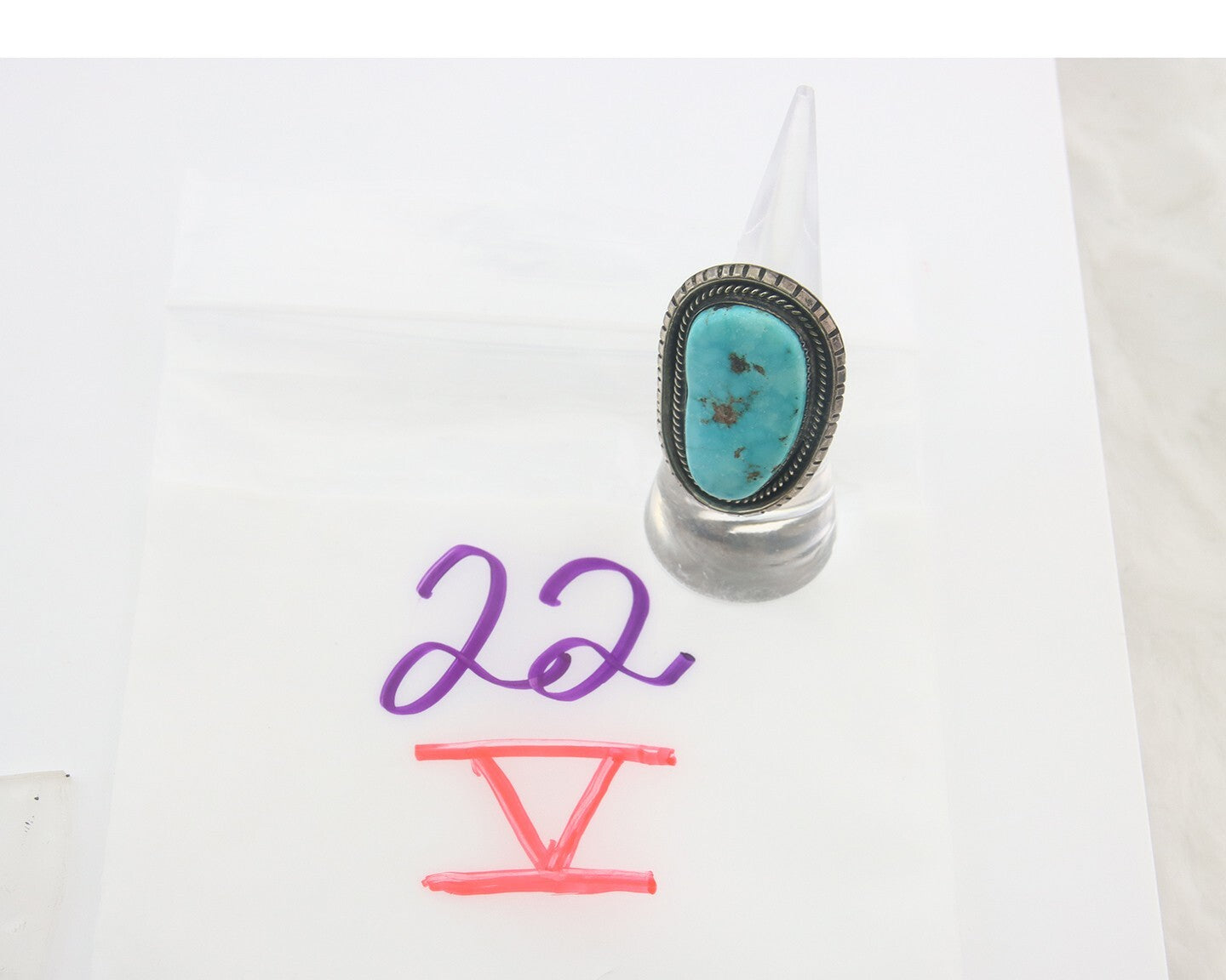 Vintage Navajo Ring 925 Sterling Blue Gem Turquoise Artist Tom Willeto Size 6.75
