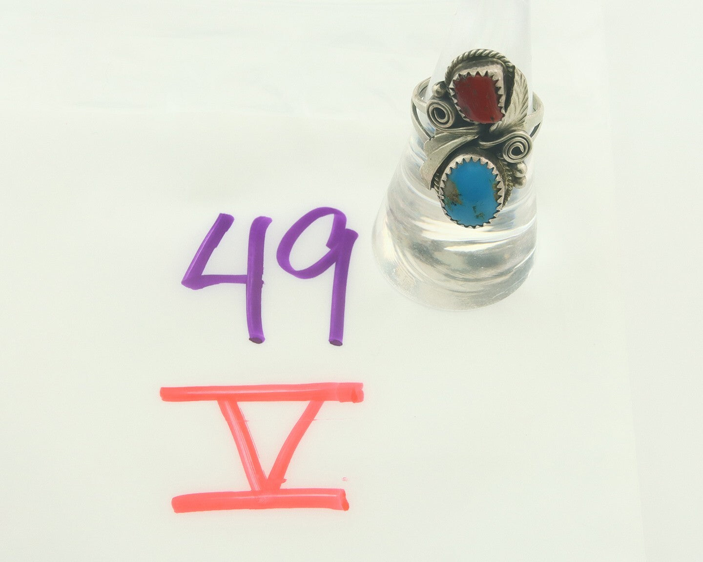 Vintage Navajo Ring 925 Sterling Natural Gemstones Signed Justin Morris Sz 6.75