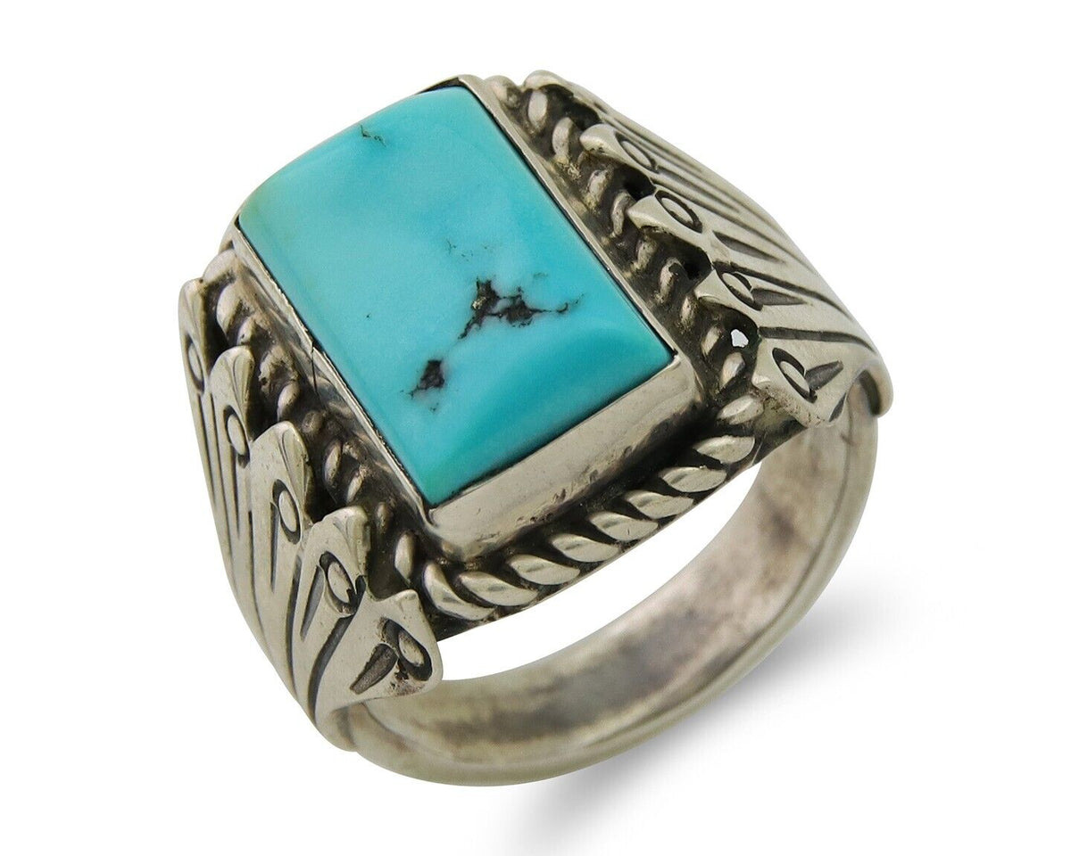 Navajo Ring .925 Silver Turquoise Artist Signed Mary Dayea C.80's