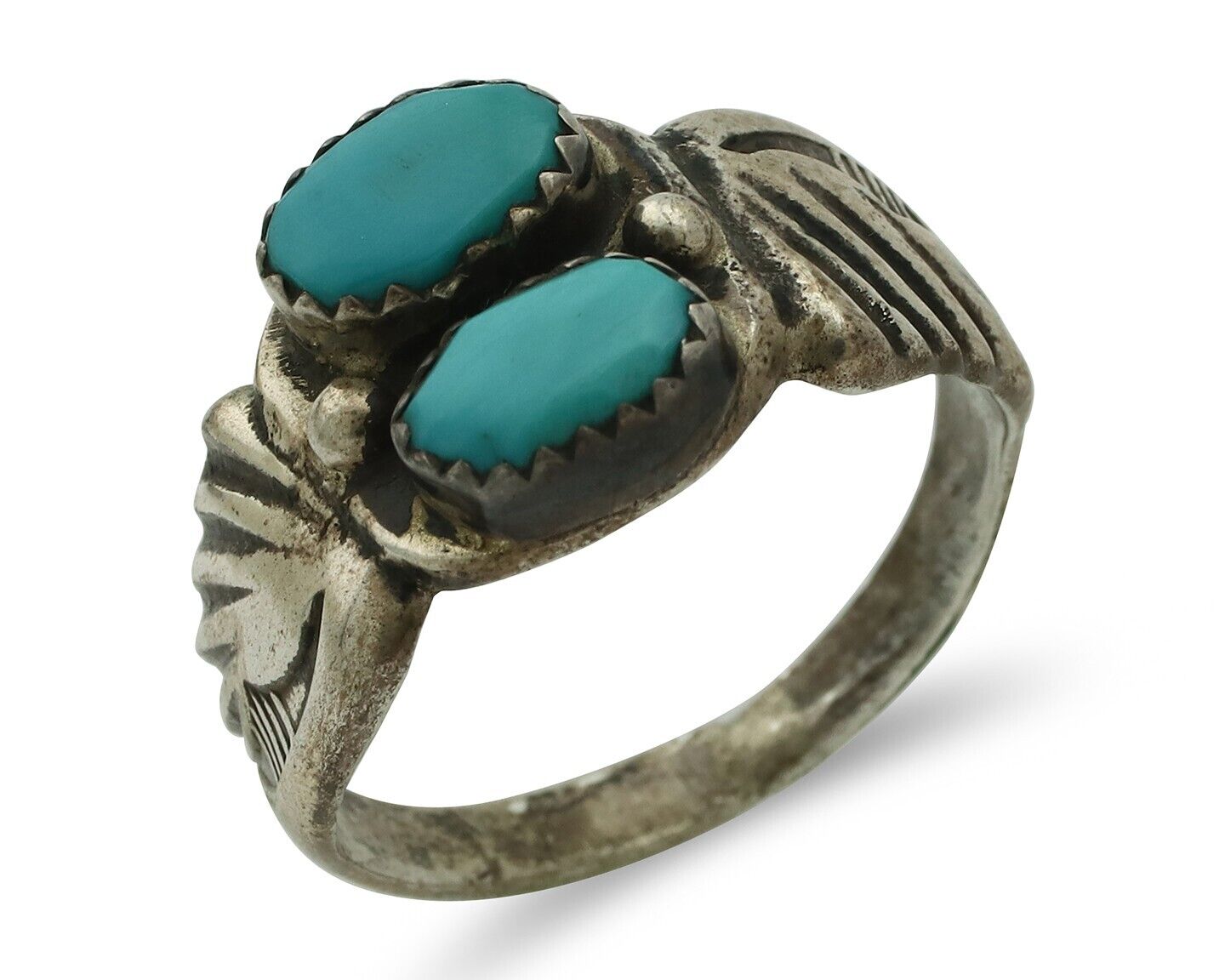 Zuni Ring .925 Silver Natural Sleeping Beauty Turquoise Native Artist C.80's