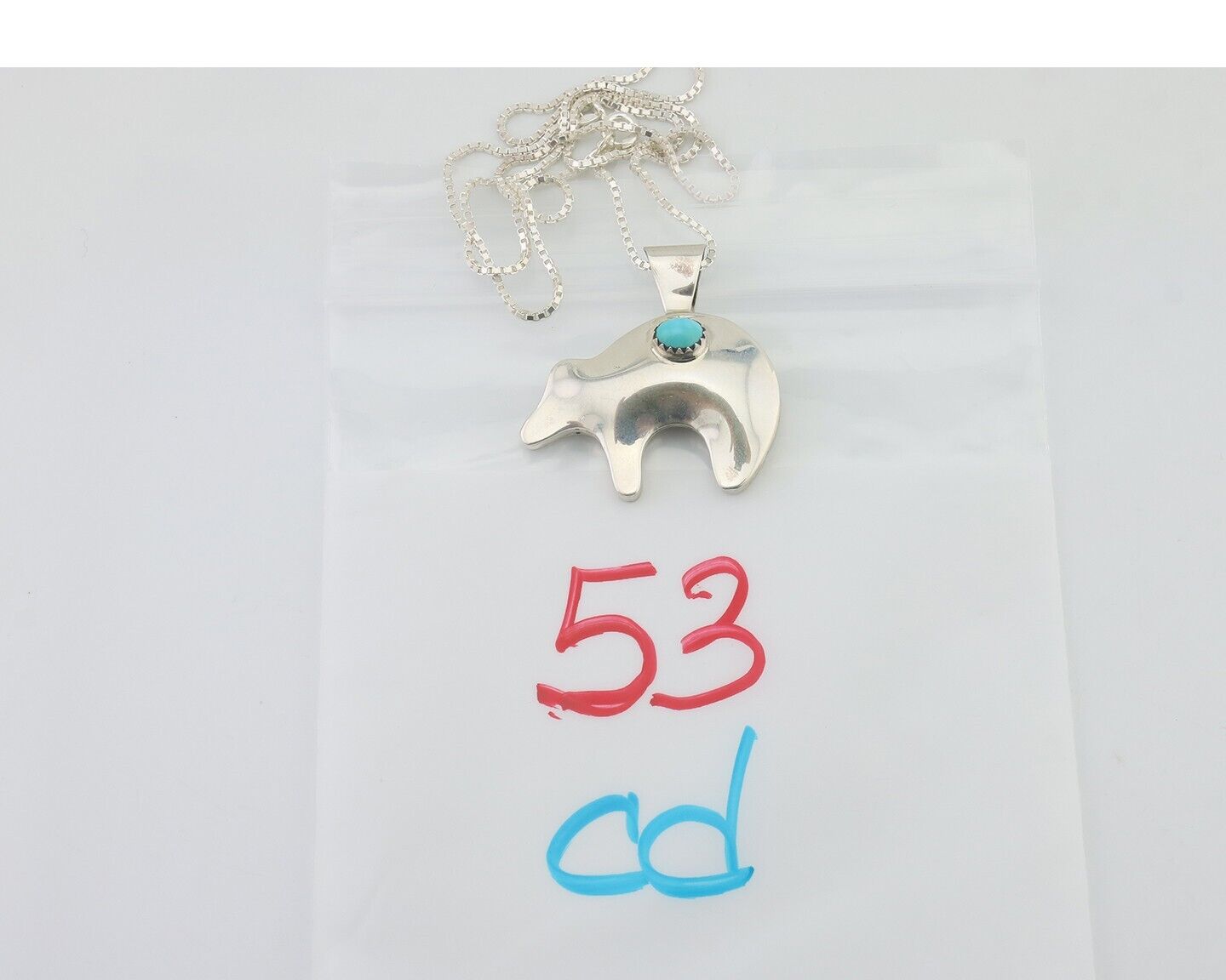 Navajo Spirit Bear Necklace Pendant 925 Sterling Silver Signed C C.80's