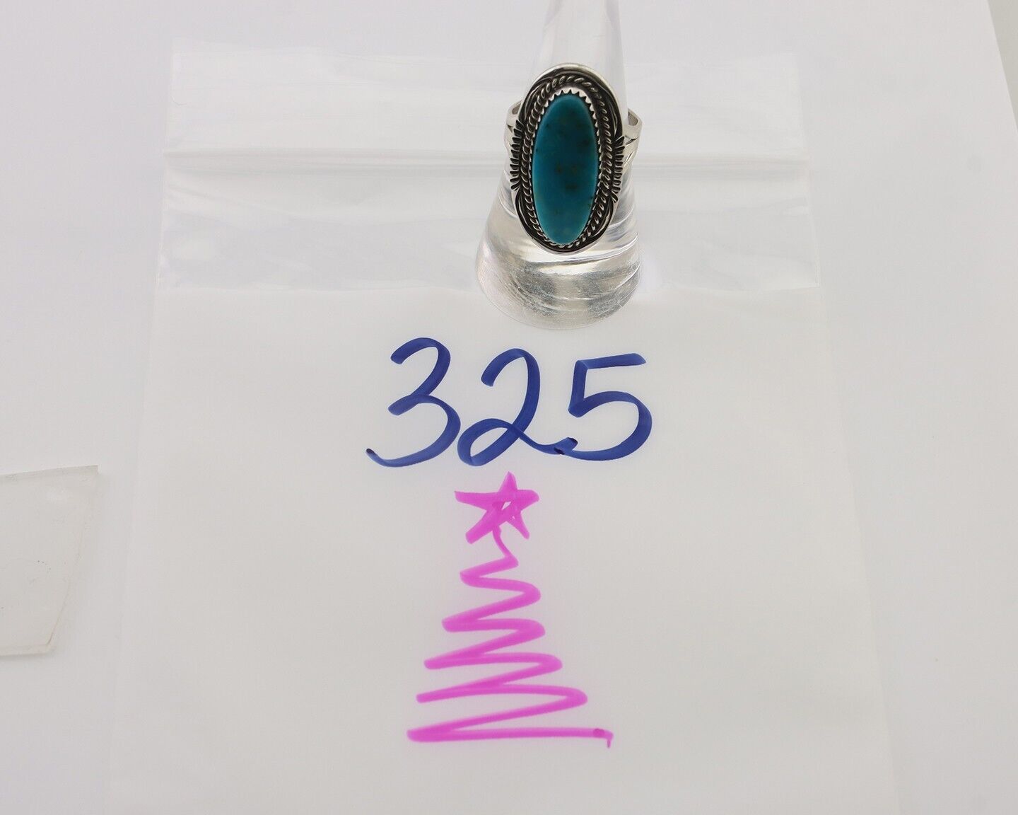 Navajo Ring 925 Silver Natural Blue Turquoise Native American Artist C.80's