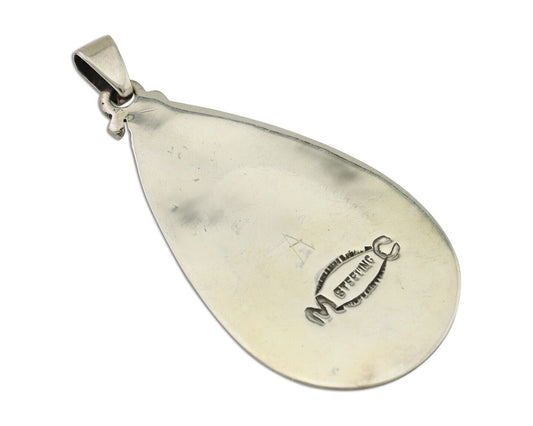 Navajo Pendant 925 Silver Blue Turquoise Artist Signed MC C.80's