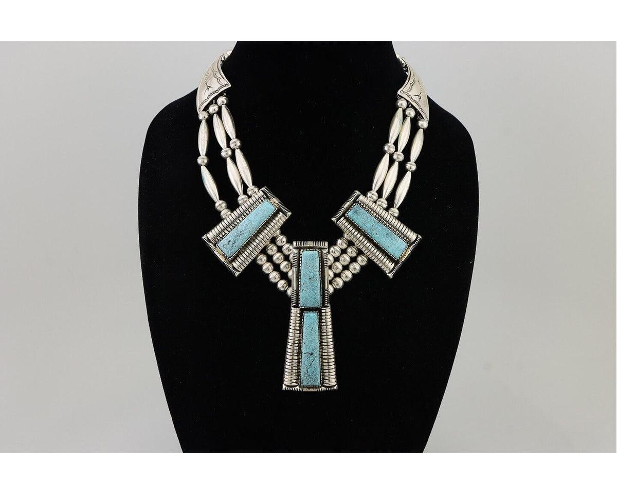 Navajo Necklace Mine 8 Turquoise Handmade Artist Signed D C.80's