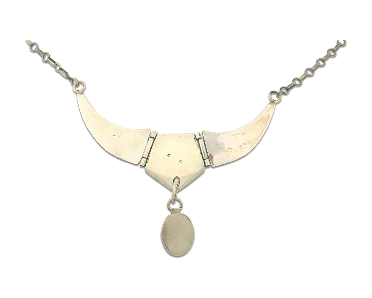 Vintage Navajo Necklace 925 Silver Natural Onyx Artist Signed AP