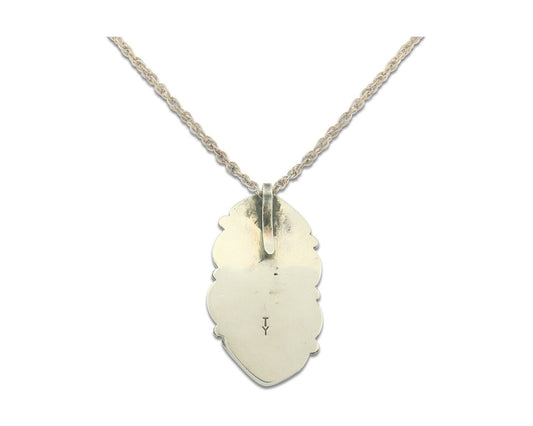 Vintage Navajo Necklace 925 Silver Morenci Turquoise & Coral Signed Tim Yazzie