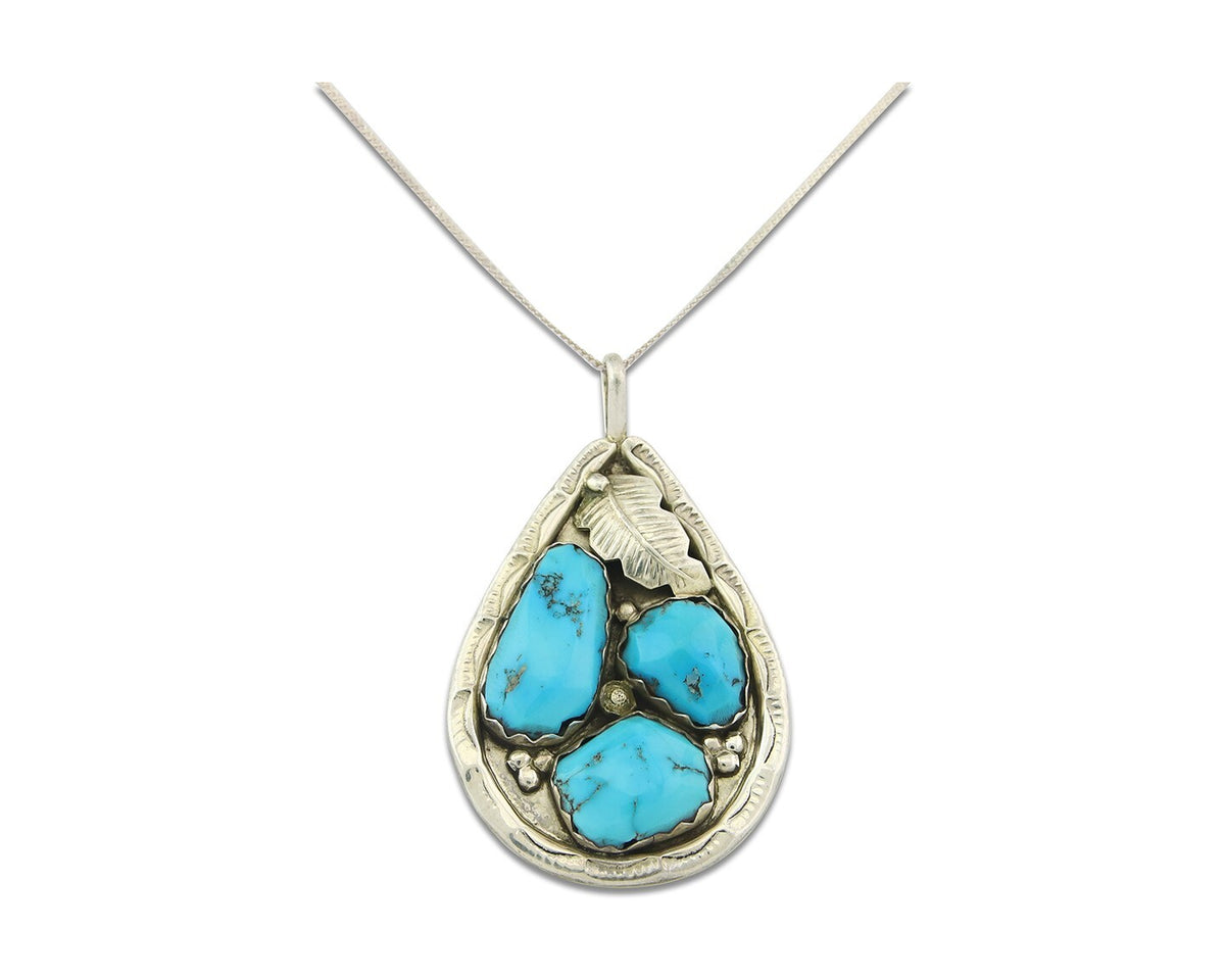 Navajo Sterling Silver Necklace Turquoise Authentic Vintage Signed A. Penketewa