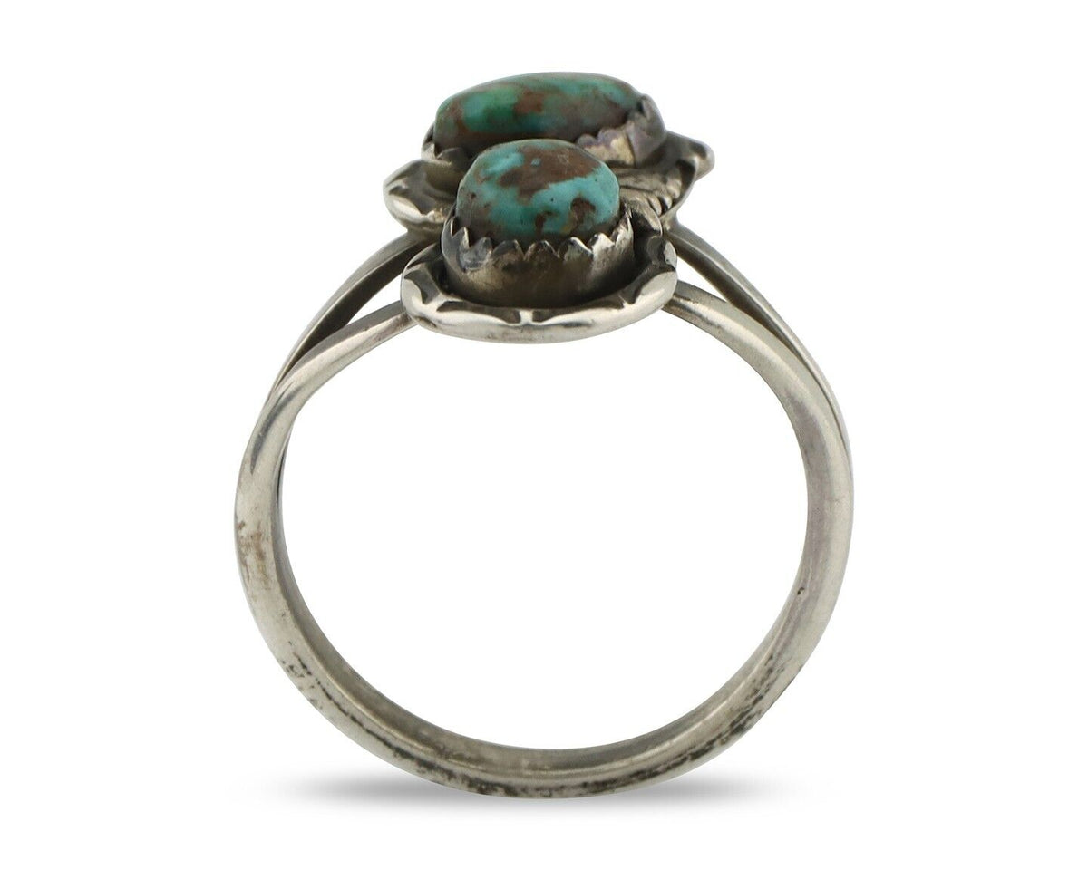 Navajo Ring 925 Silver Natural AAA Blue Turquoise Artist Signed Tom Willeto C80s