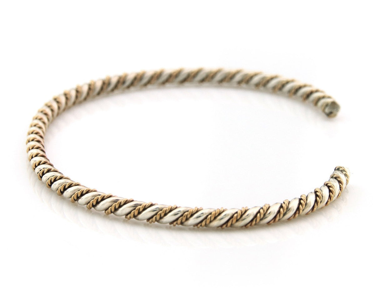 Navajo Twist Cuff Bracelet Sterling Silver Gold Authentic Vintage Native Artist