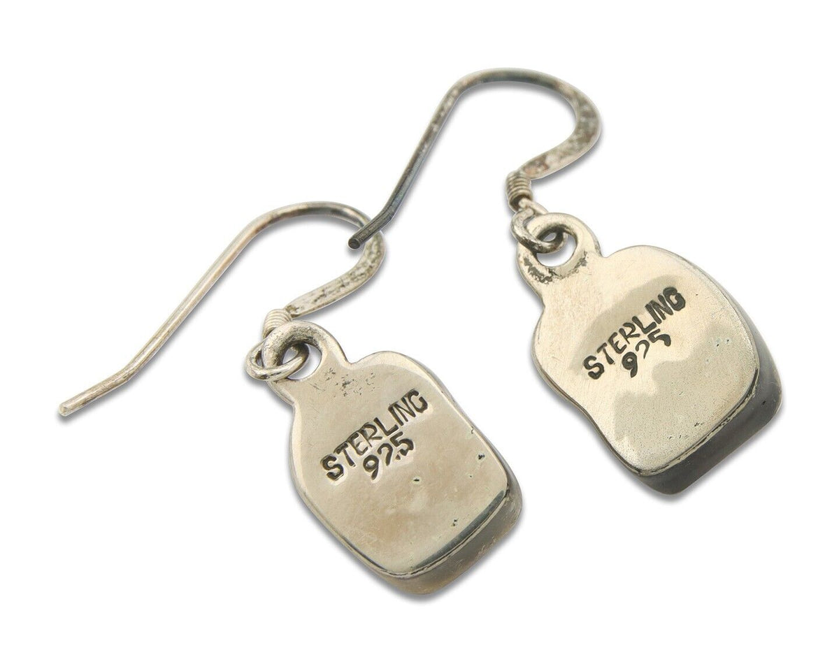 Navajo Earrings 925 Silver Natural Coral Native American Artist C.80's