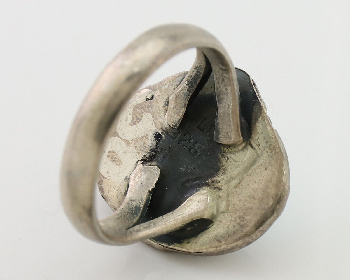 Navajo Handmade Ring 925 Silver Blue Turquoise Artist Signed RL C.80's