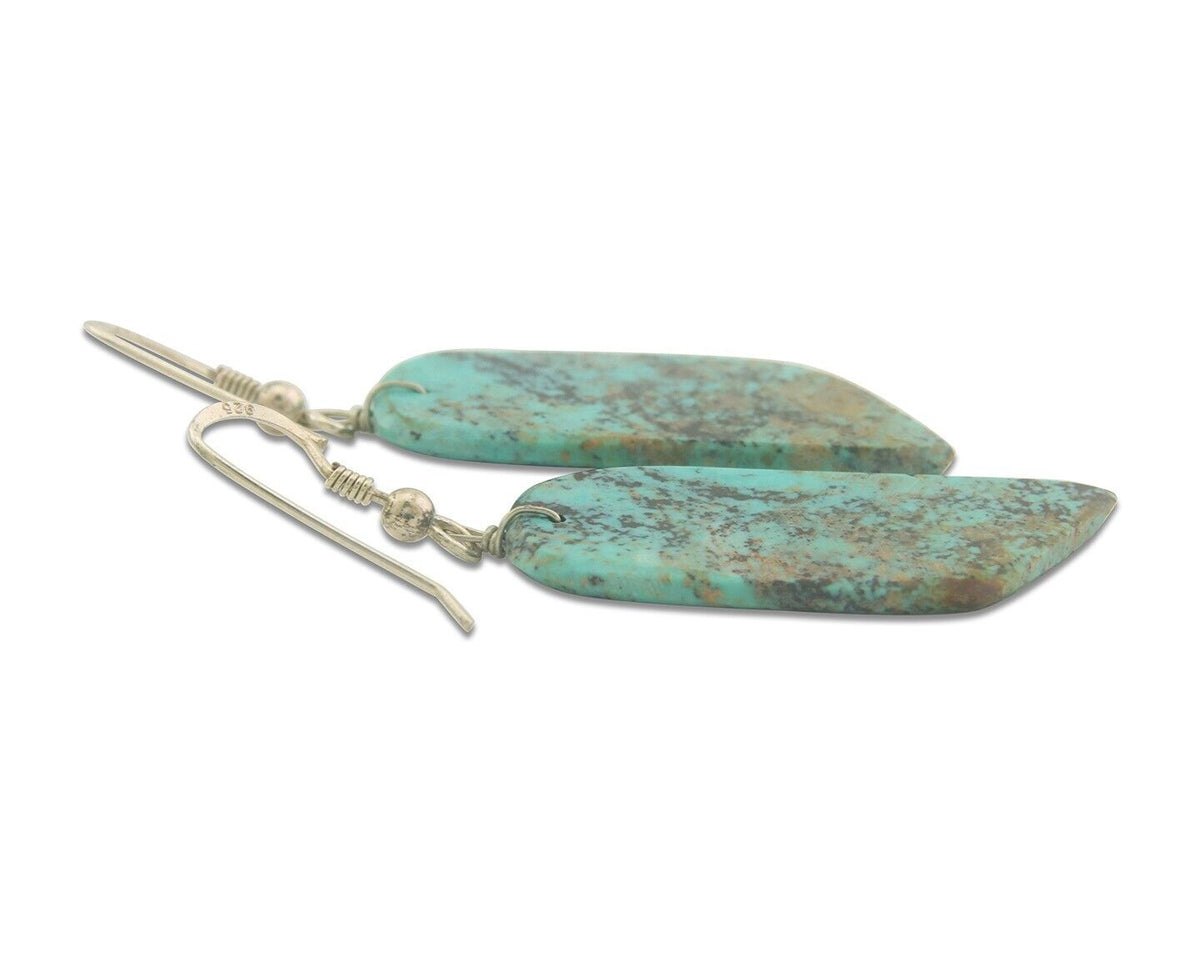 Santo Domingo Earrings 925 Silver Natural Turquoise Native American Artist C80s