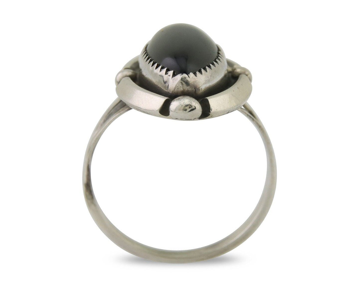Navajo Handmade Ring 925 Silver Black Onyx Artist Signed SC C.80's