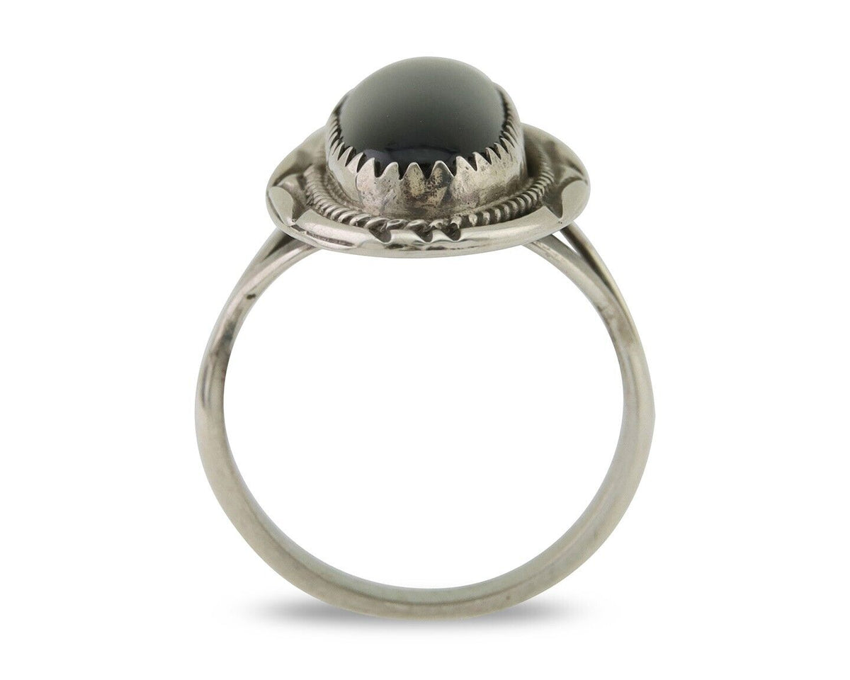 Navajo Handmade Ring 925 Silver Black Onyx Native American Artist C.80's