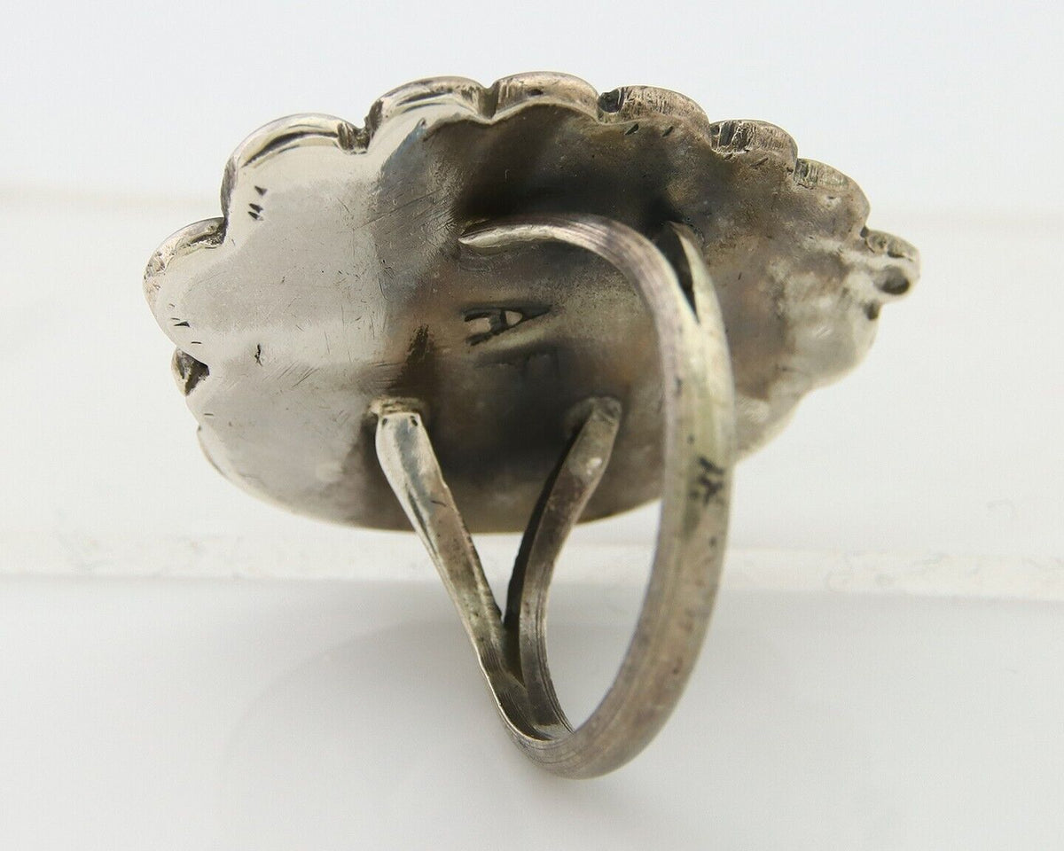 Navajo Ring .925 Sterling Blue Turquoise Artist Signed AP C.80's