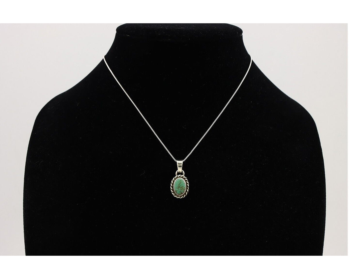 Navajo Necklace 925 Silver Natural Kingman Turquoise Native Artist C.2008