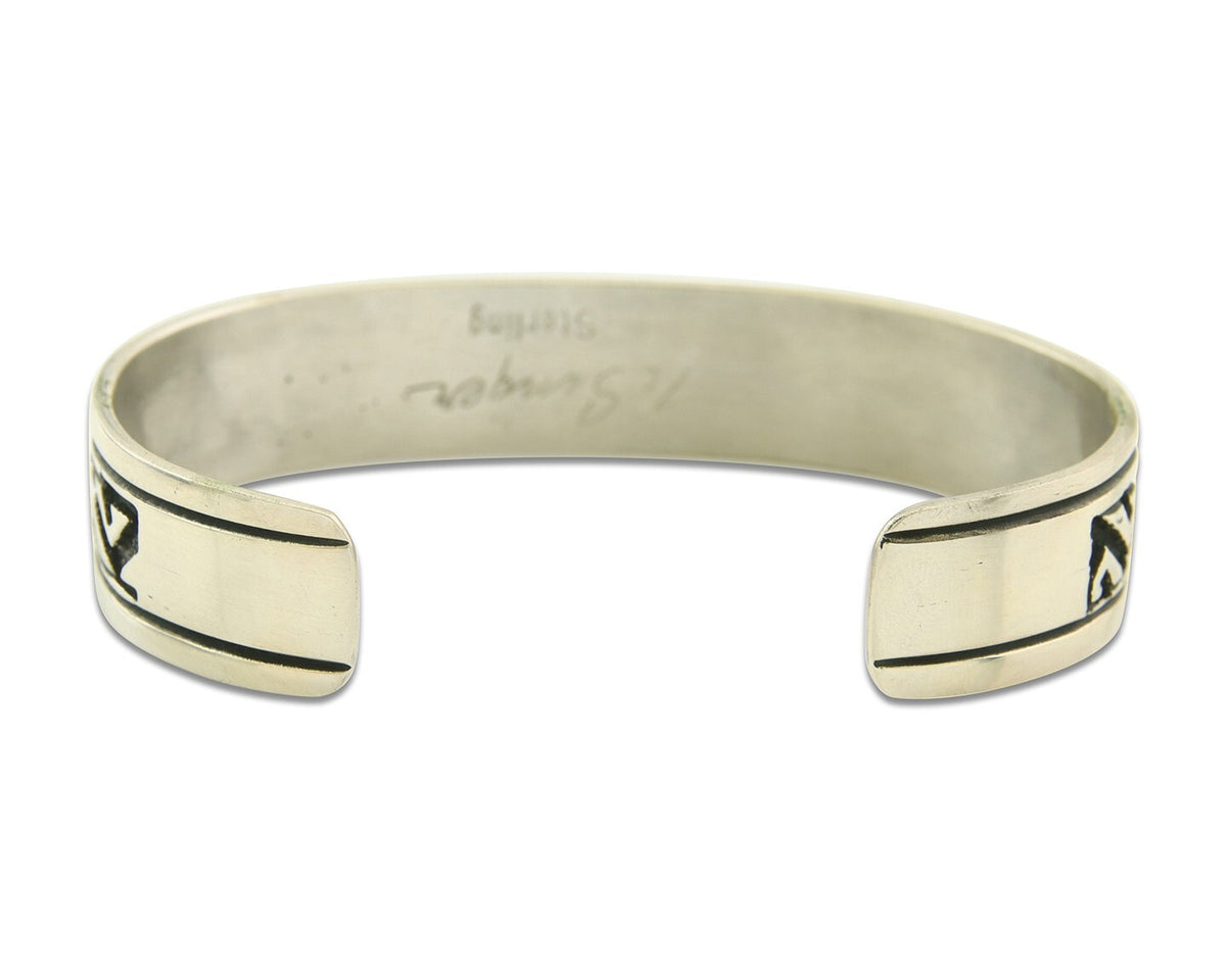 Mens's Navajo Bracelet 925 Silver Artist Signed Thomas Singer Cuff Made 1980's