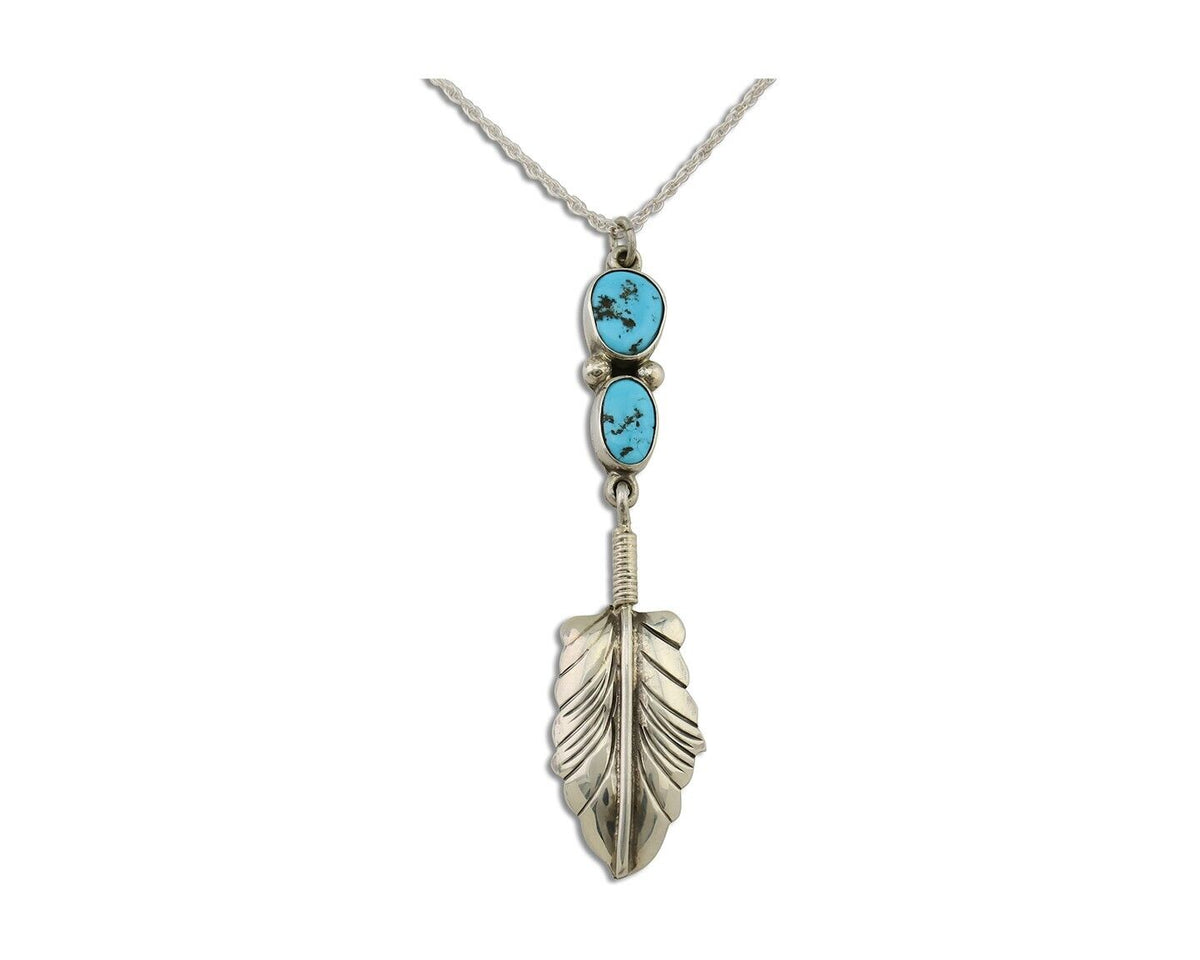 Navajo Turquoise Necklace 925 Silver Artist Signed M Montoya C.80's