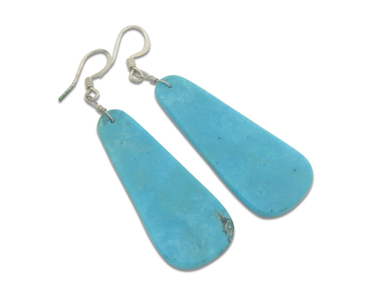 Santo Domingo Earrings 925 Silver Natural Turquoise Native American Artist C80s