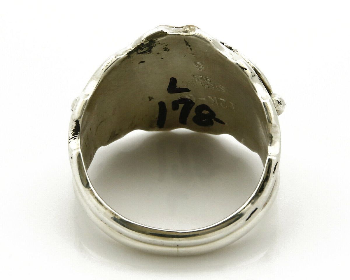 Navajo Eagle Ring .925 SOLID Silver & 12k GF Handmade Signed Artist S Circa 1980
