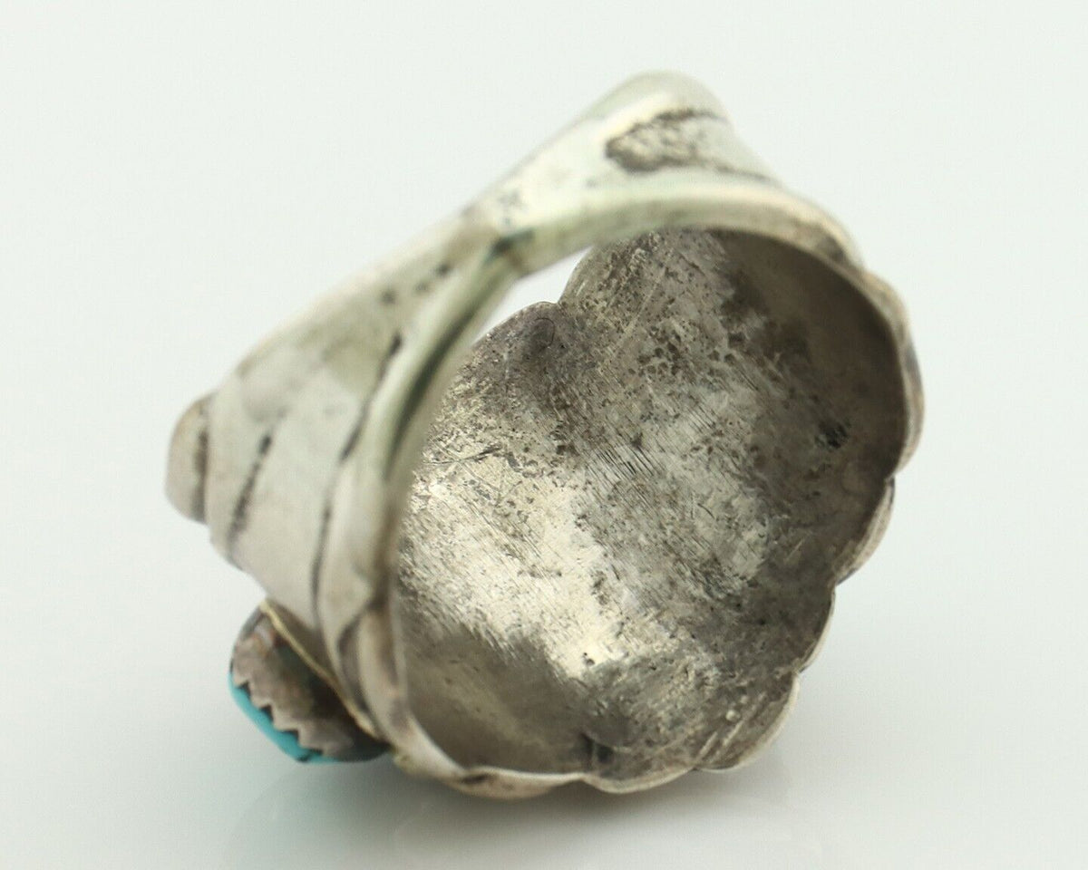 Zuni Ring .925 Silver Natural Sleeping Beauty Turquoise Native Artist C.80's