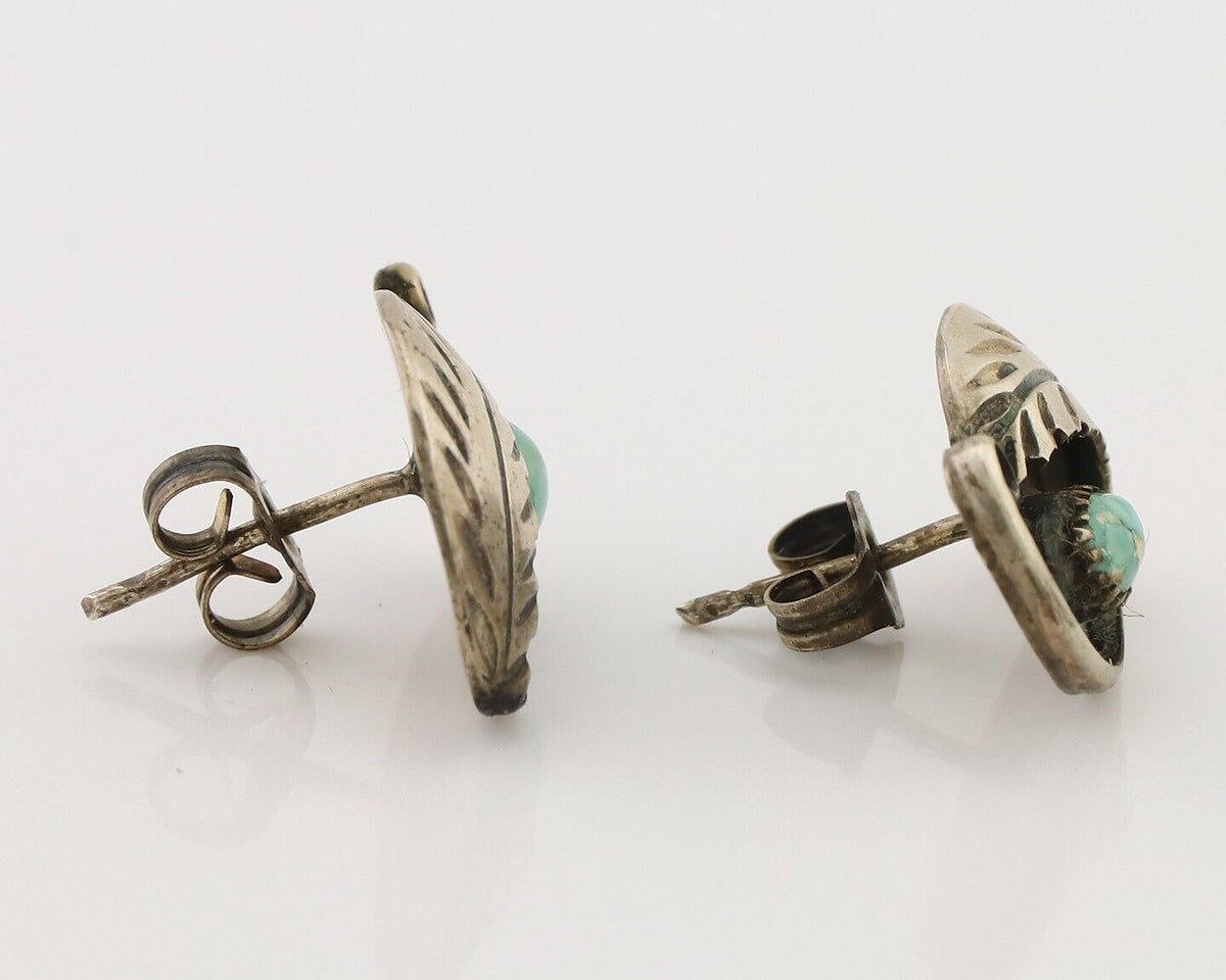 Navajo Earrings 925 Silver Natural Turquoise Native American Artist C.80's