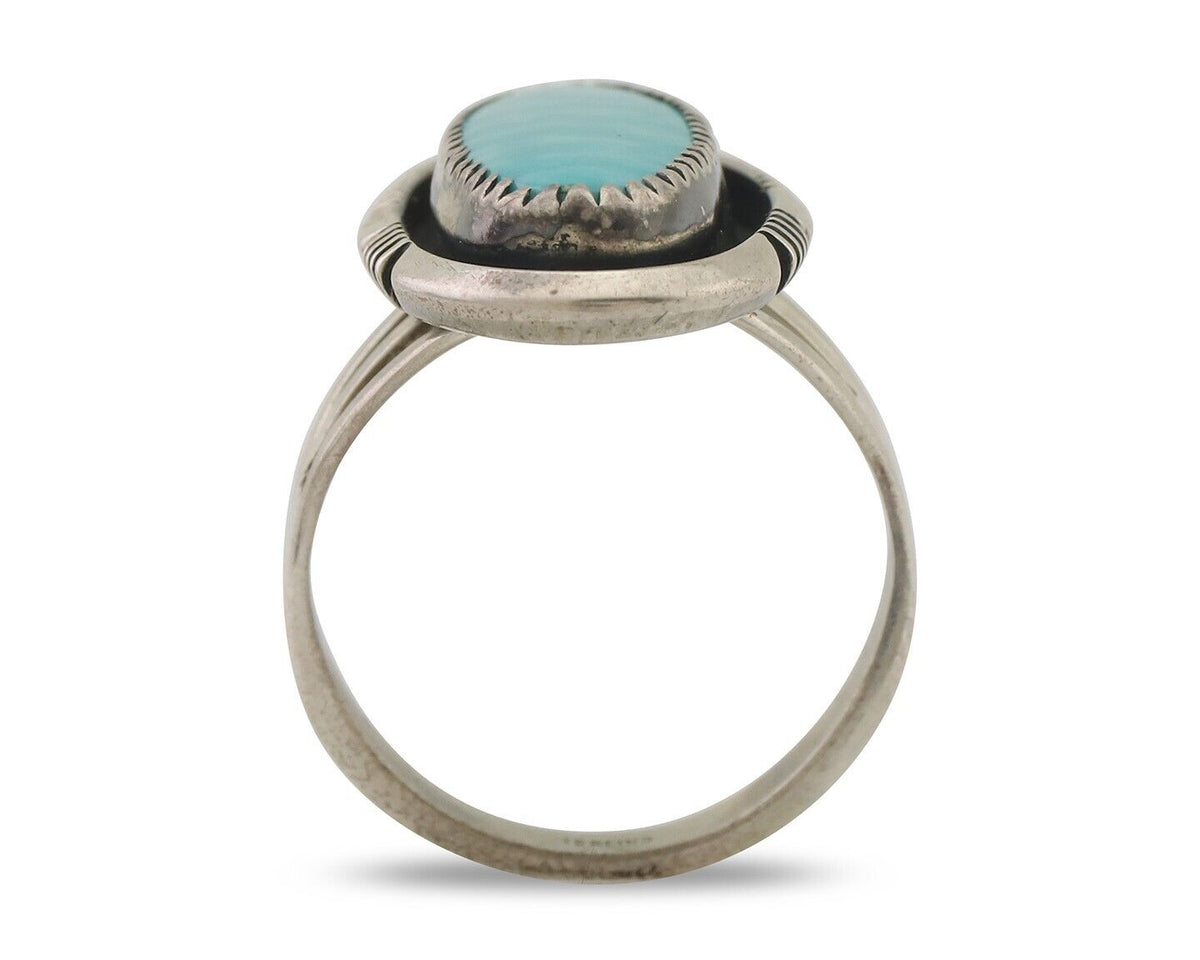 Navajo Ring 925 Silver Natural Blue Turquoise Native American Artist C.80's