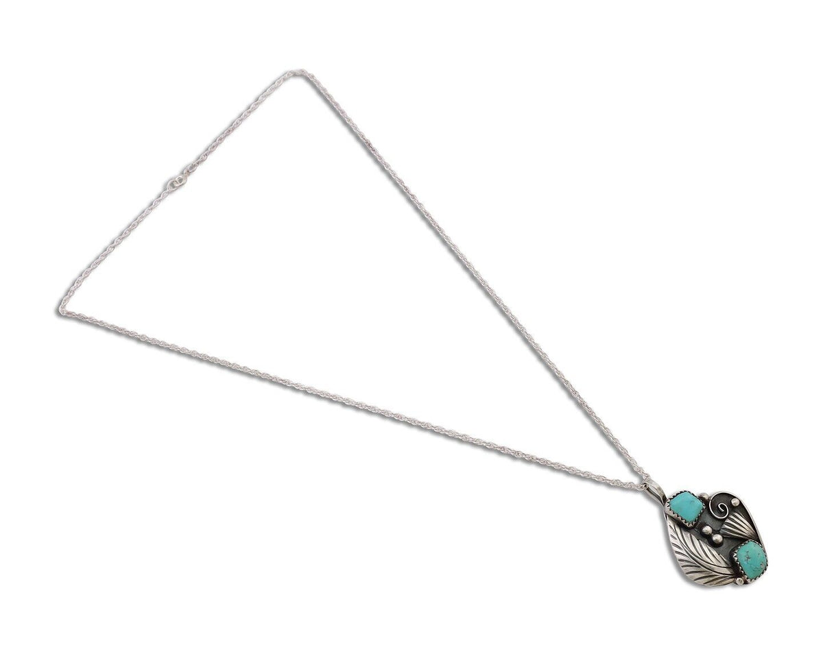 Navajo Turquoise Handmade Necklace 925 Silver Artist Signed PM C.80s