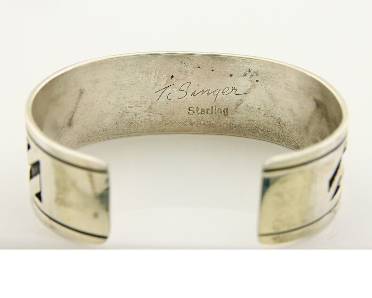 Navajo Bracelet 925 Silver Handmade Cuff Artist Signed Tommy Singer C.80's