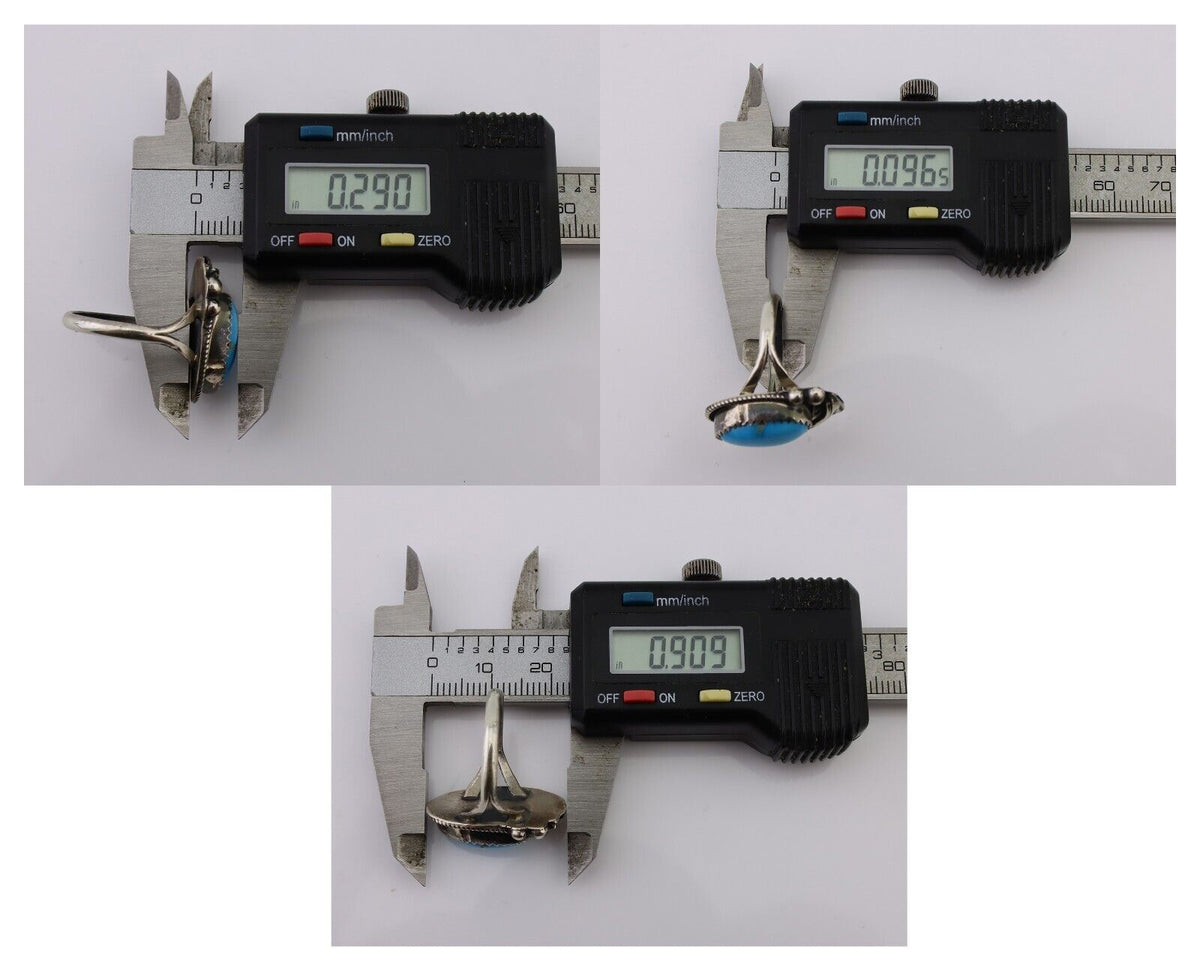 Navajo Ring 925 Silver Sleeping Beauty Turquoise Signed Justin Morris C.80's