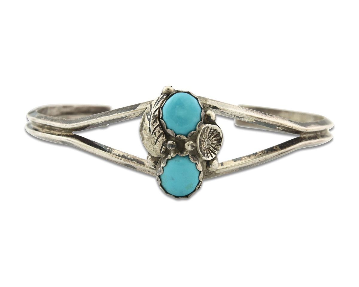 Vintage Navajo Bracelet 925 Silver Turquoise Tranditional Handmade Signed K