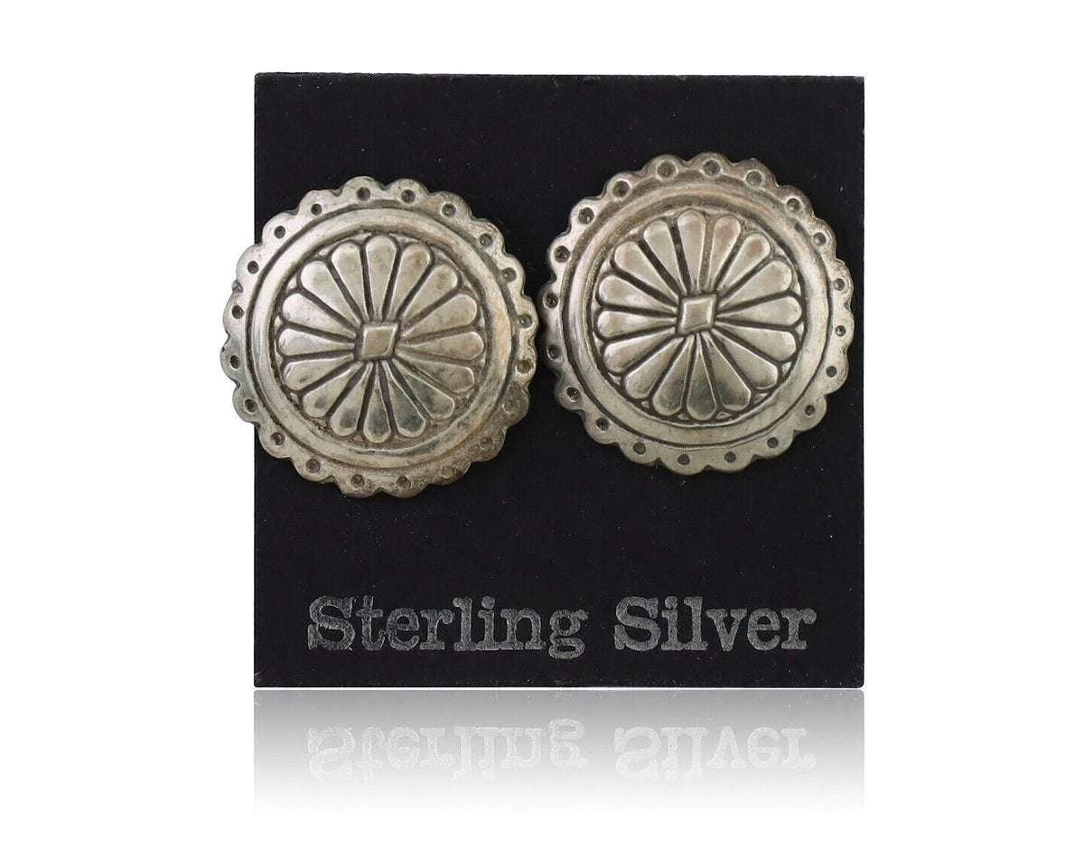 Navajo Small Shield Earrings 925 Silver Native American Artist C.80's
