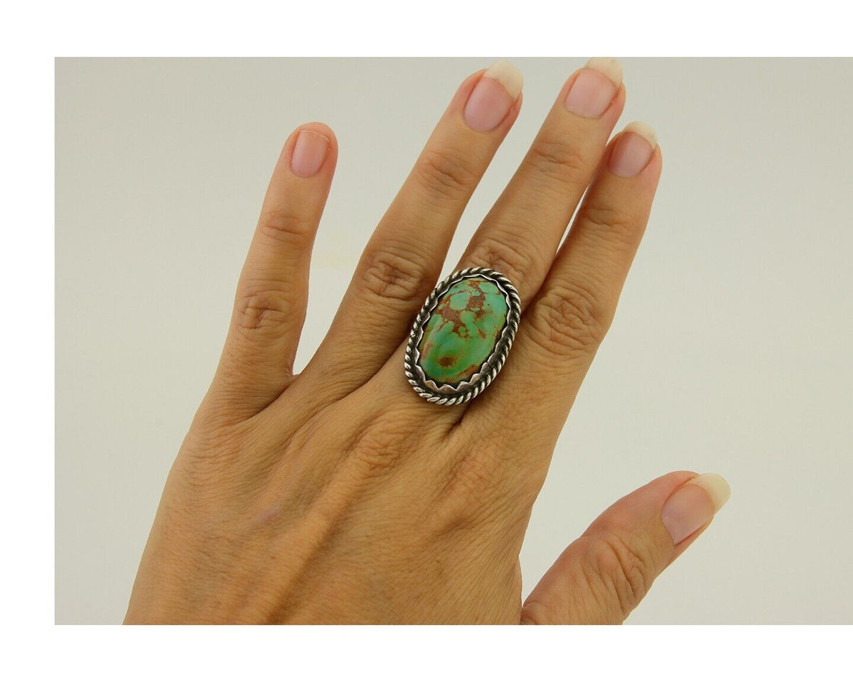 Navajo Ring 925 Silver Turquoise Artist Signed Sunset C.80's