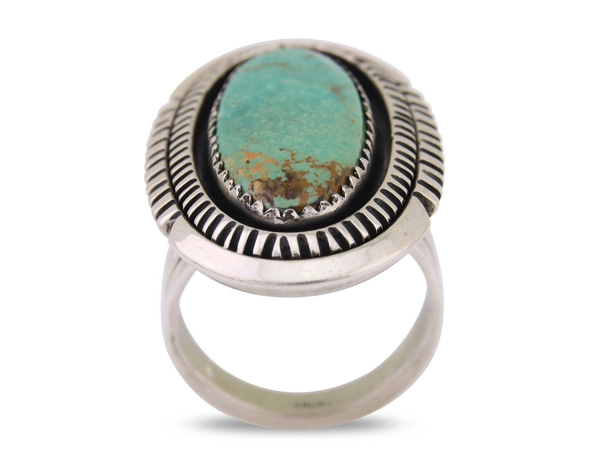 Navajo Ring 925 Silver Natural Blue Turquoise Native American Artist C.80's