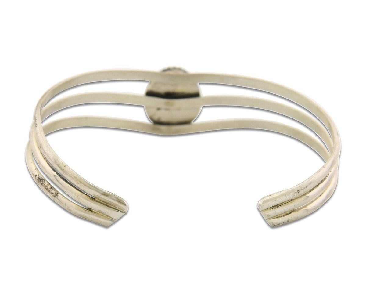 Navajo Bracelet 925 Silver Natural Onyx Cuff Native American Artist C.80's