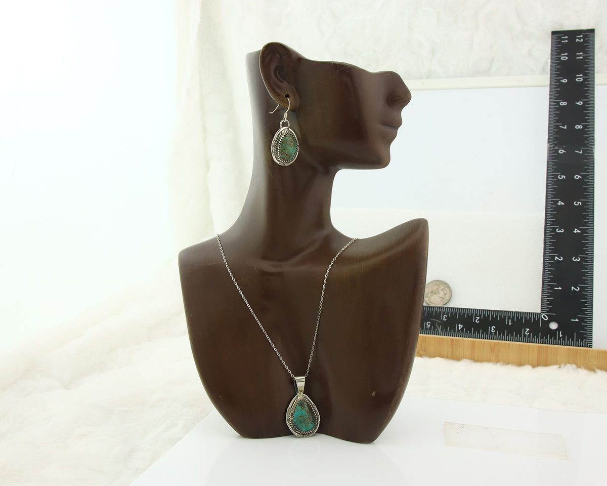 Navajo Necklace Earrings Set Sterling Silver Turquoise Vintage Signed Begay