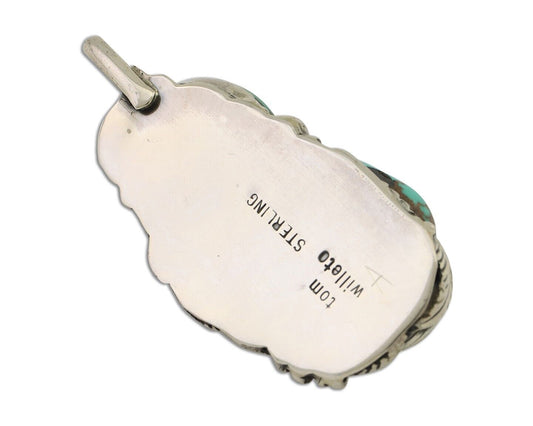 Navajo Pendant 925 Silver Natural Bisbee Turquoise Signed Tom Willeto C.80's