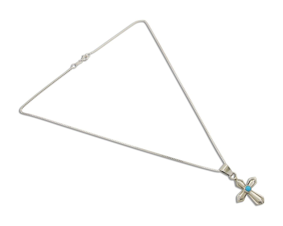 Navajo Sand Cast Necklace 925 Silver Turquoise Native American Artist C.80's