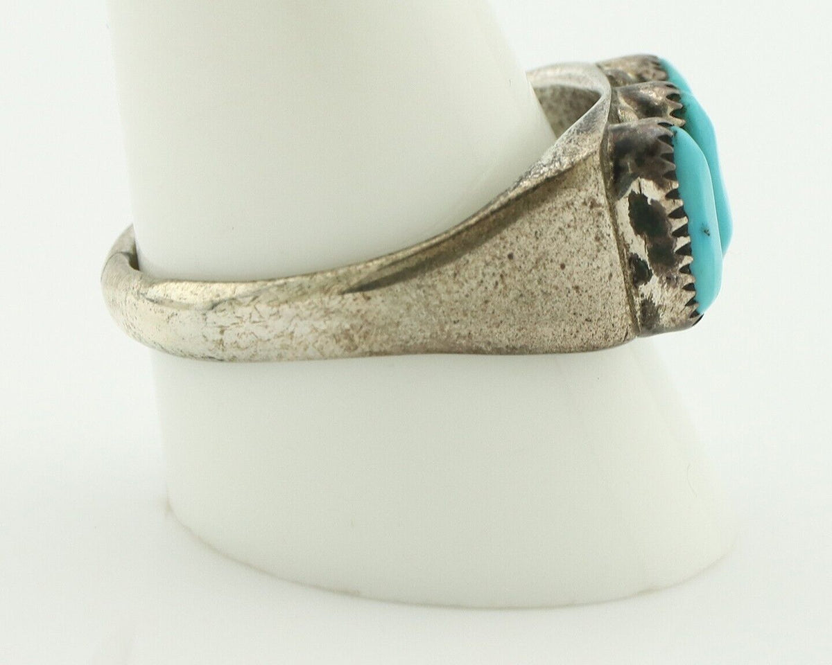 Zuni Ring .925 Silver Natural Sleeping Beauty Turquoise Signed R. LULE C.80's