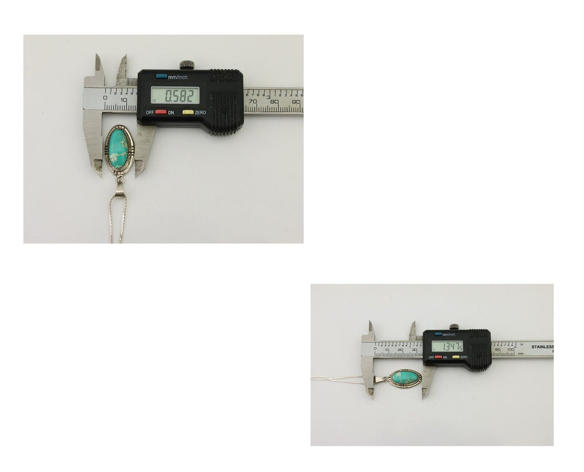 Navajo Necklace 925 Silver Kingman Turquoise Native American Artist C.90s