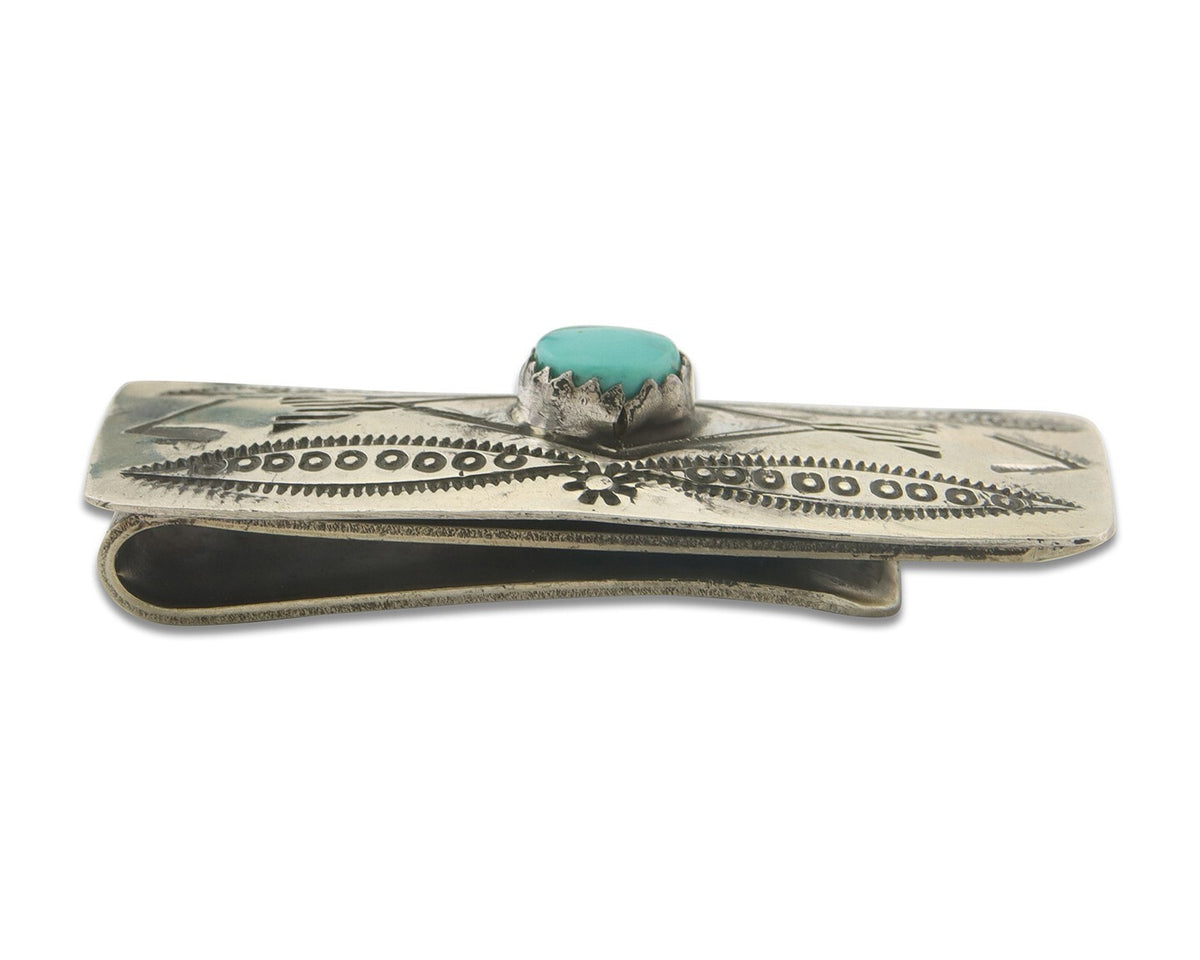 Navajo Money Clip 925 Silver & 999 Nickle Hand Stamp Native American Artist C80s
