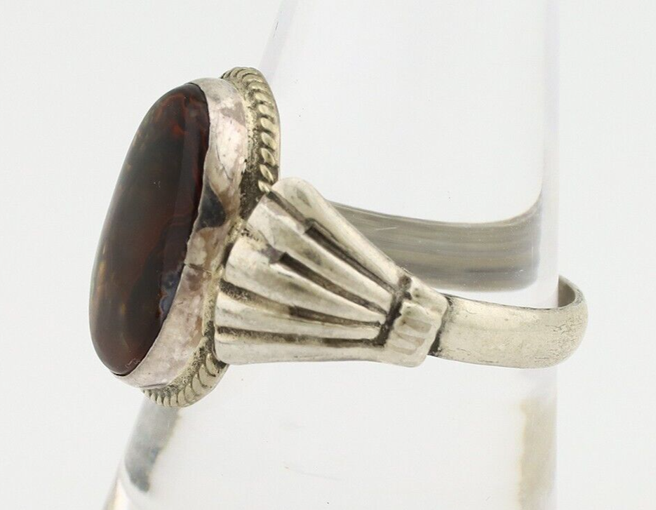 Navajo Handmade Ring 925 Silver Natural High Grade Fire Opal Native Artist C.80s