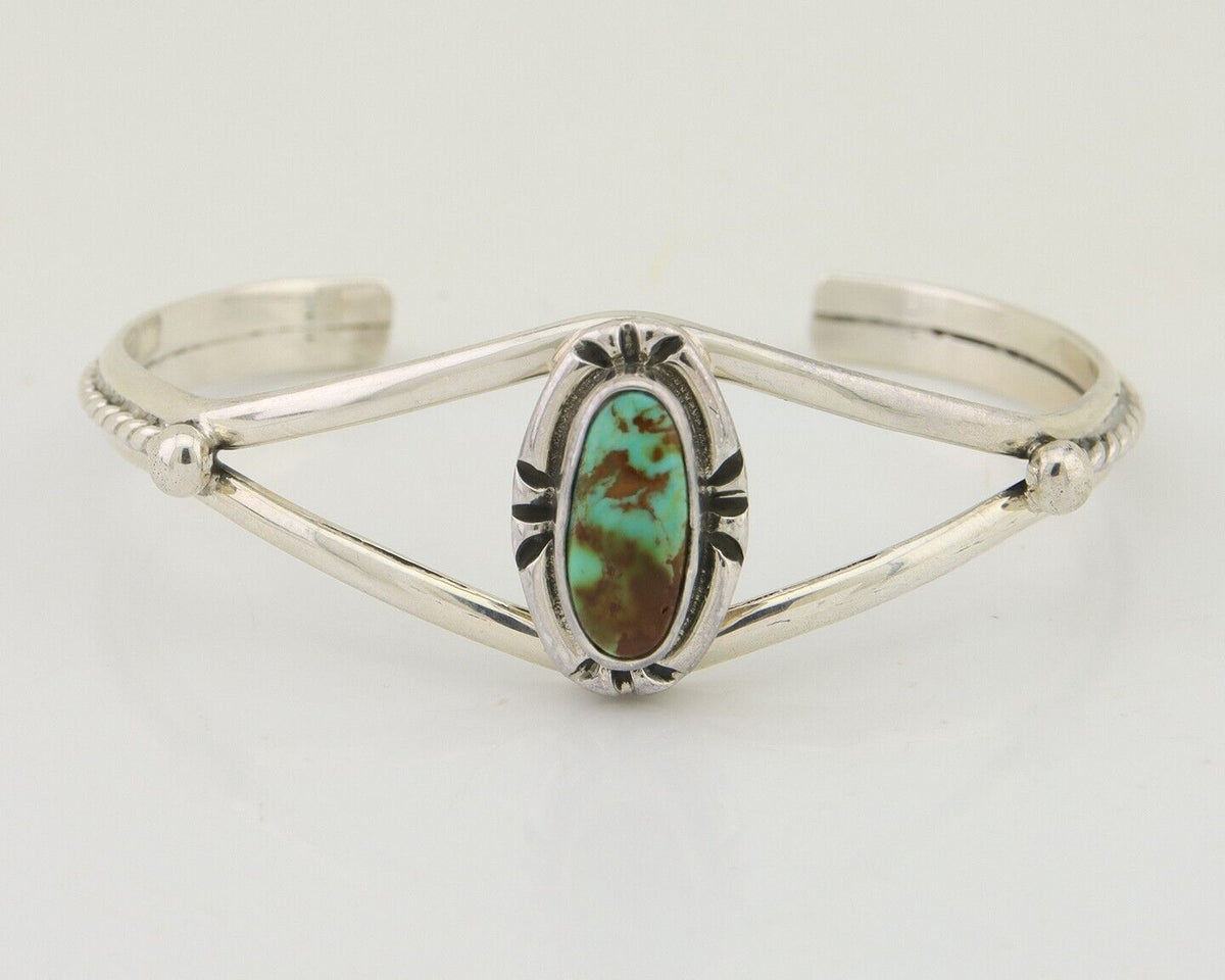 Navajo Bracelet 925 Silver Blue Turquoise Artist Signed Gecko C.80's
