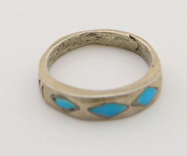 Navajo Handmade Ring 925 Silver Turquoise Native Artist C.80's