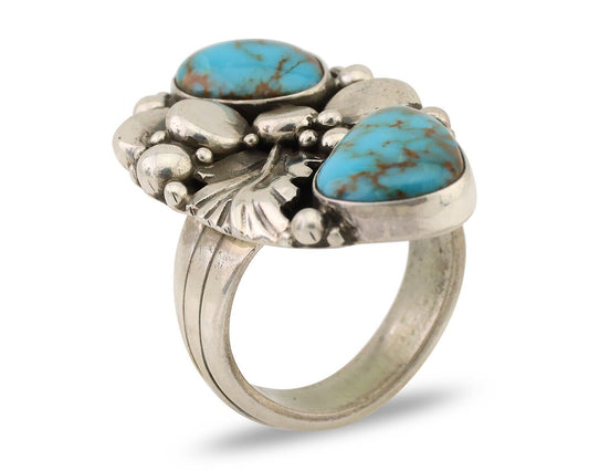 Navajo Handmade Ring 925 Silver Natural Tuquoise Artist Signed D Zachary C.80's